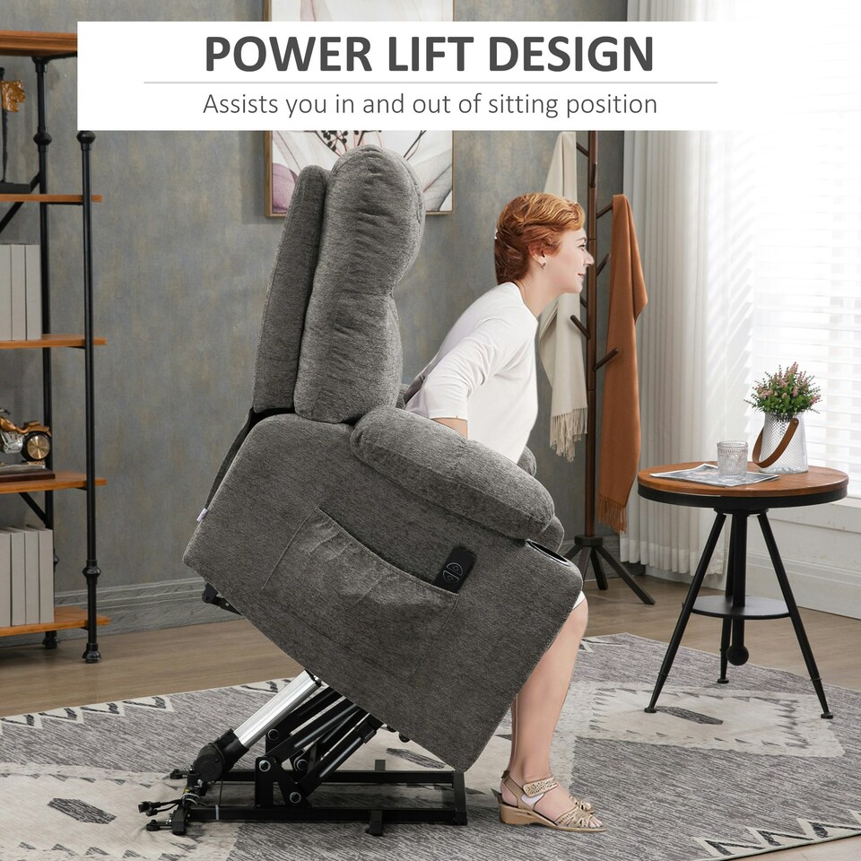 image 1 of HOMCOM Heavy Duty Riser and Recliner Chair Lift Chair for the Elderly, Grey Grey
