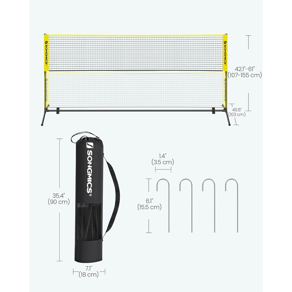 image 1 of Portable Outdoor Badminton and Volleyball Net Set with Adjustable Poles, 4 M, Yellow