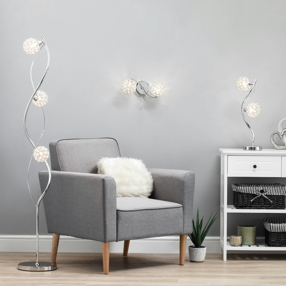 image 1 of BHS Paisley Floor Lamp | Cream | Cream | 1