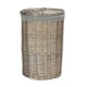 image 1 of Small Antique Wash Round Linen Basket with Grey Sage Lining | Grey | Grey