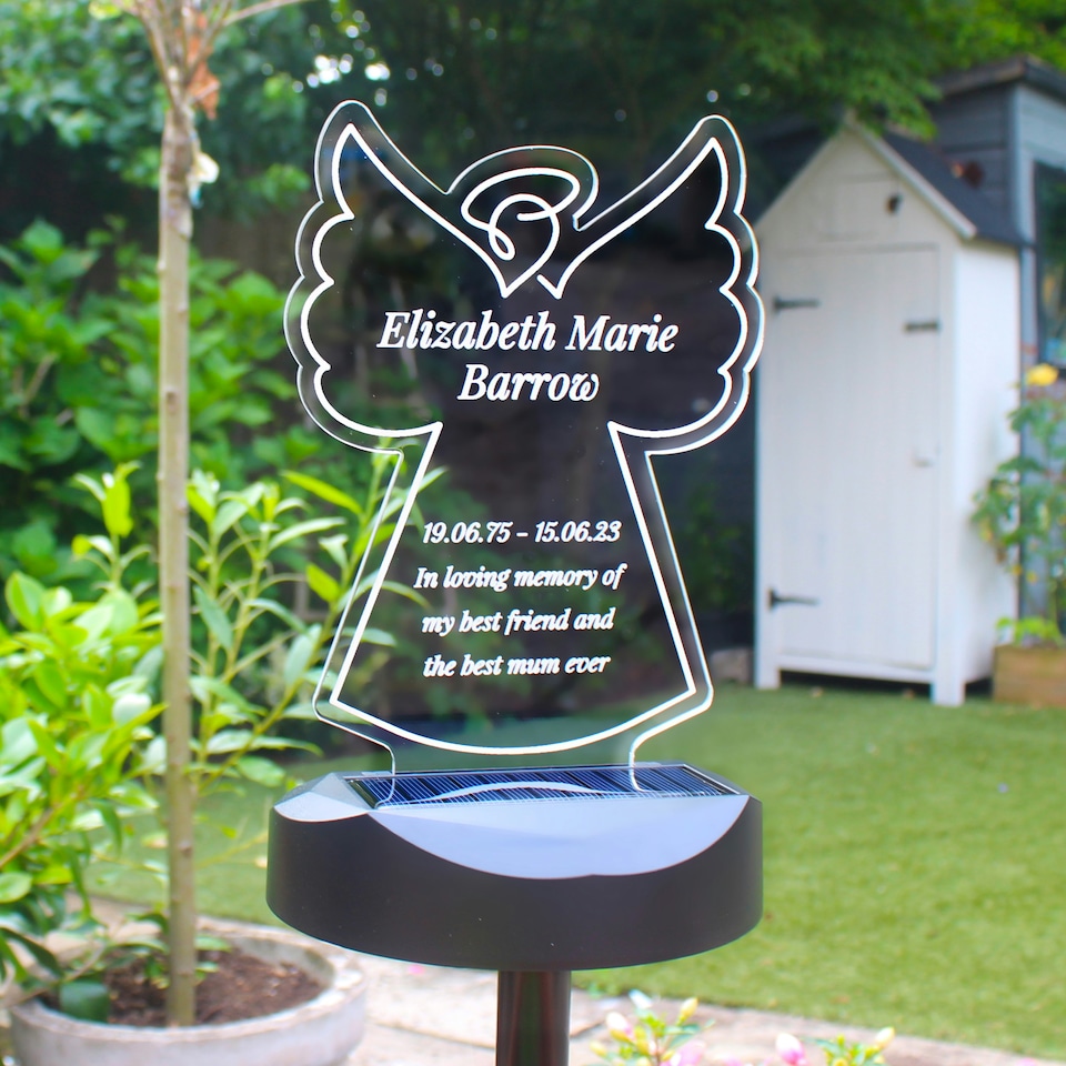 image 1 of Personalised Angel Memorial Outdoor Solar Light