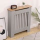 image 4 of Oypla Small Grey Wooden Slatted Grill Radiator Cover MDF Cabinet