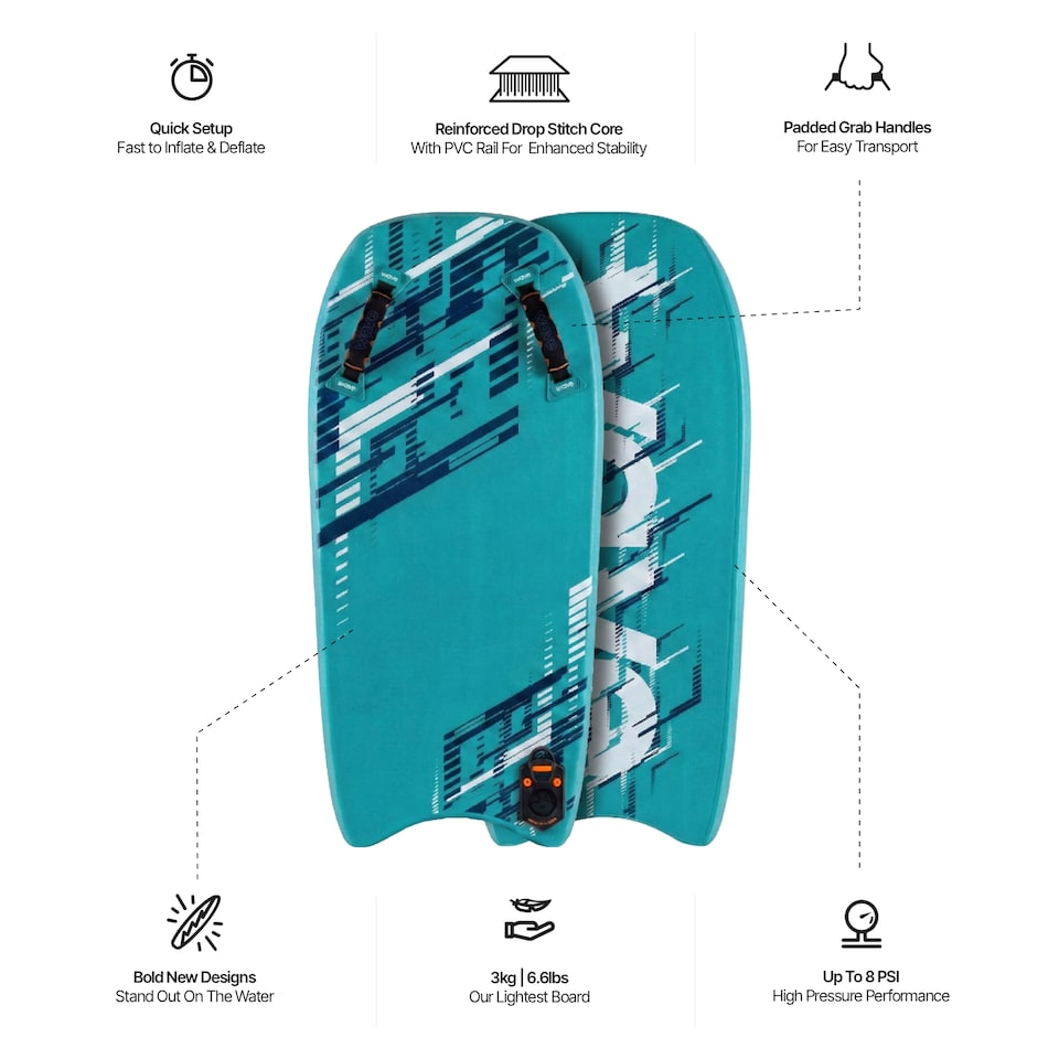 image 1 of Wave Hopper 2.0 Inflatable Bodyboard, Ice Blue