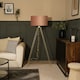 image 5 of ValueLights Aero Polished Gold Floor Lamp Pink Shade & Bulb | Pink