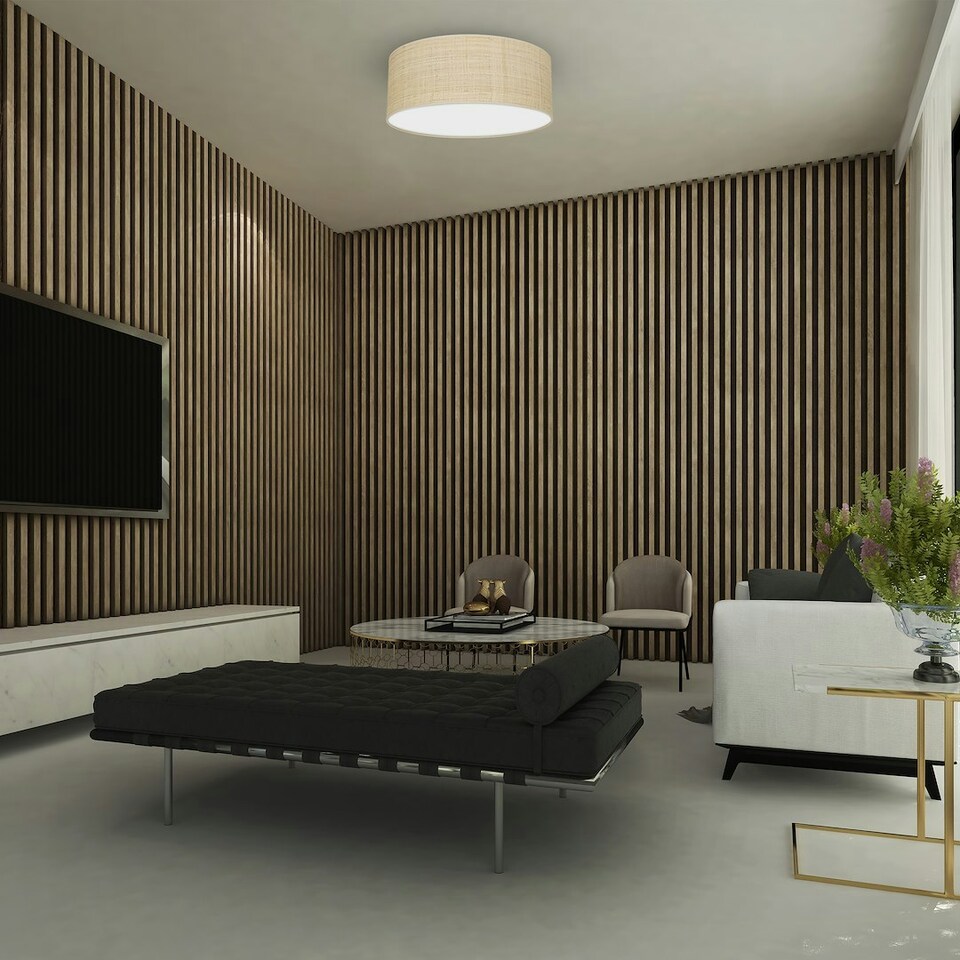 image 1 of Milagro Ceiling Lamp Marshall White / Rattan 2XE27 40cm