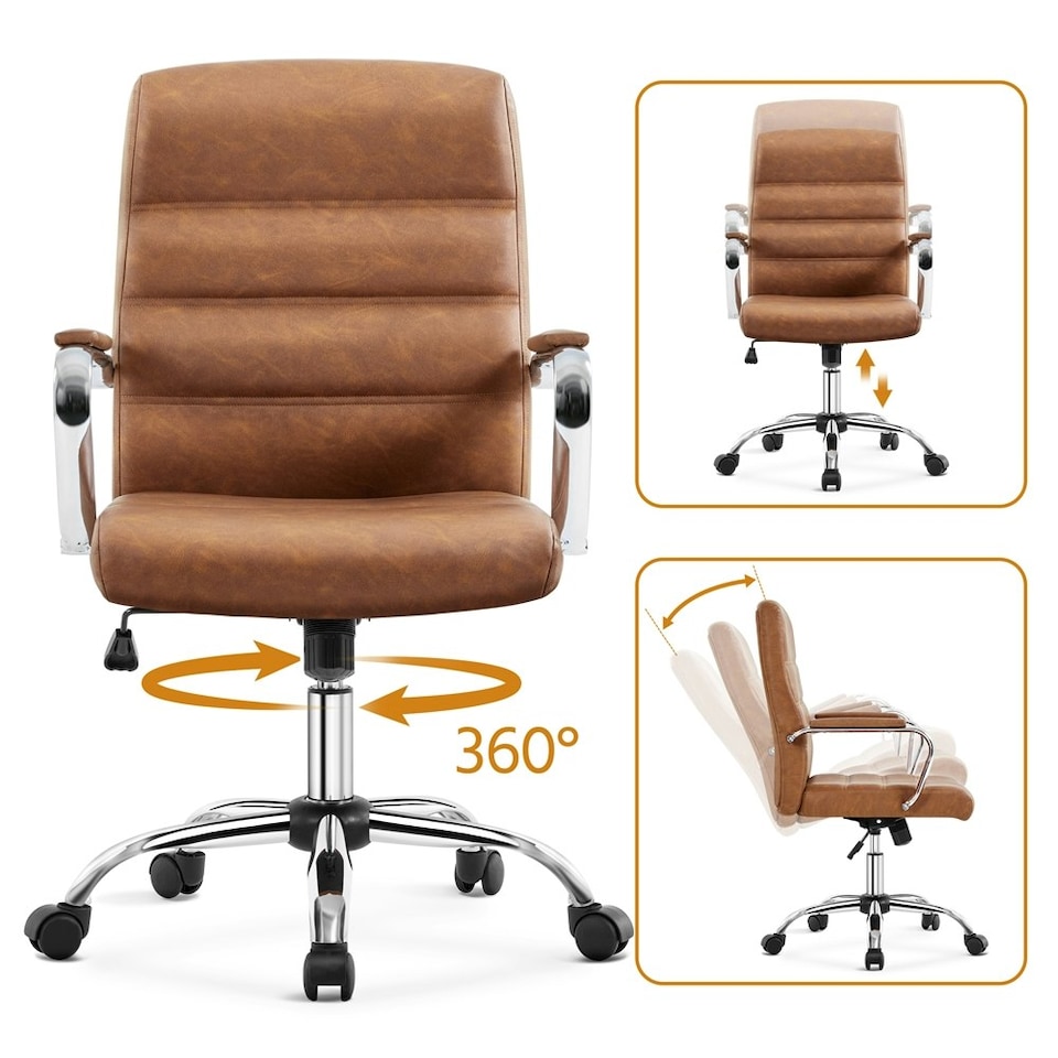 image 1 of Yaheetech Mid-Back Office Chair with Arms