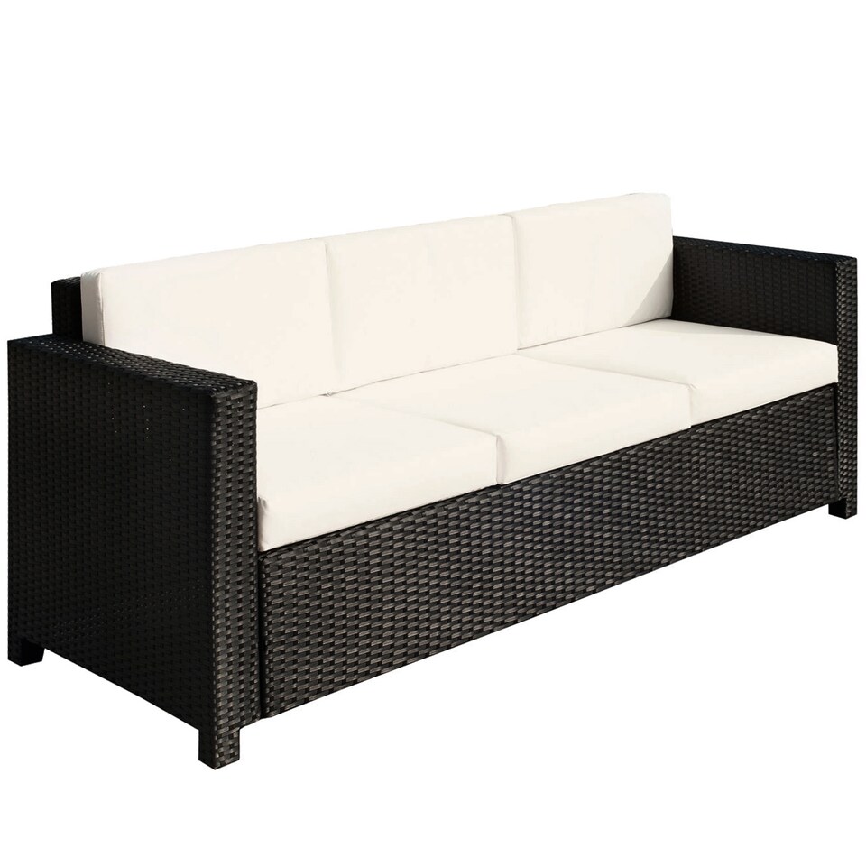 image 1 of Outsunny Rattan Wicker 3-seater Sofa Chair Patio Furniture w/ Cushion Black