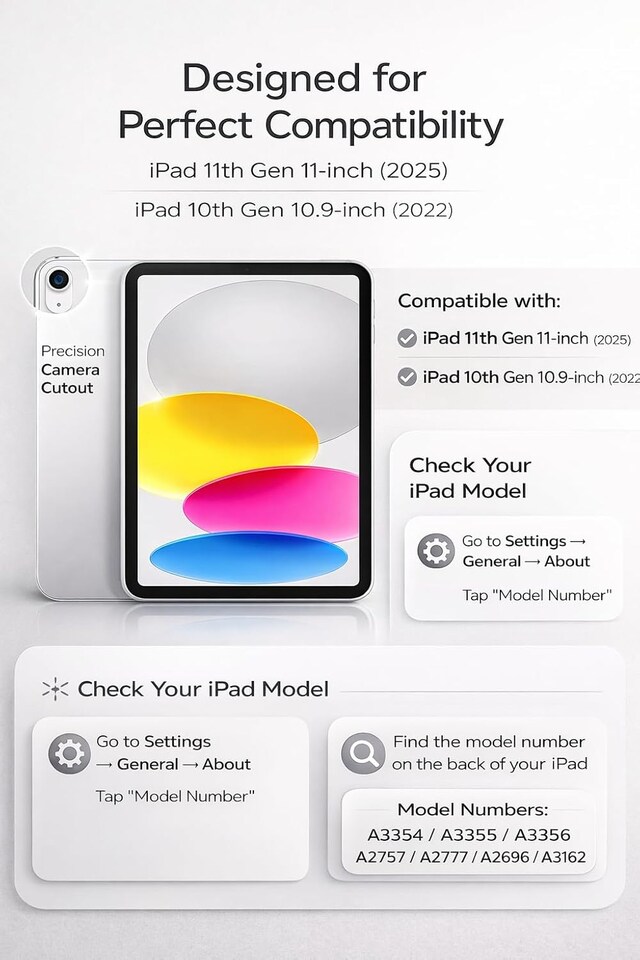 image 1 of KAV Grey iPad Case with 2 Tempered Glass for iPad A16 11th Gen 11 Inch 2025 and iPad 10th Gen 10.9 Inch 2022 Auto Sleep Wake Trifold Stand Slim Shockproof Cover HD Clear Screen Protector