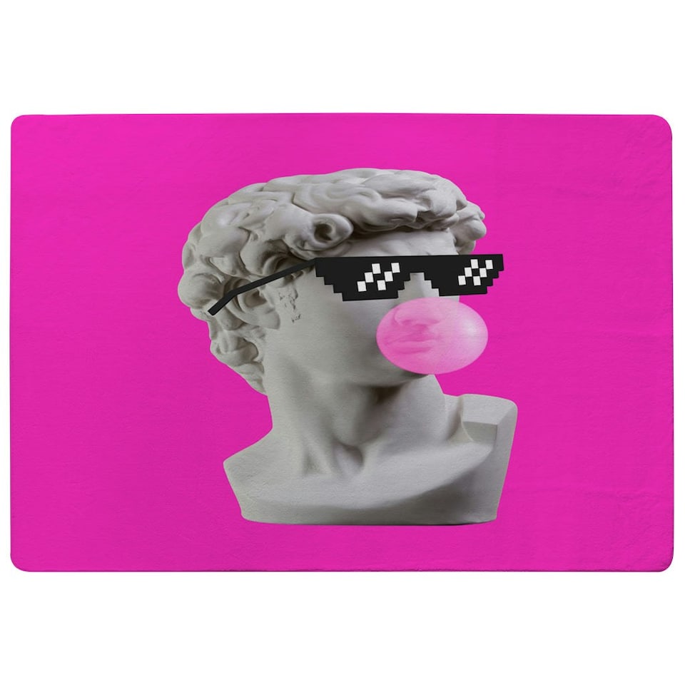 image 1 of Plaster statue,  David's head in pixel glasses (Rug) Pink | XL
