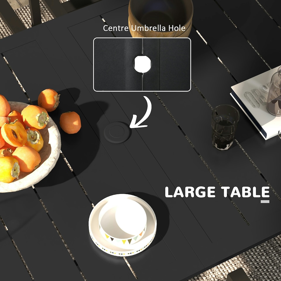image 1 of Outsunny 7 Pieces Patio Dining Set with Umbrella Hole, for Poolside