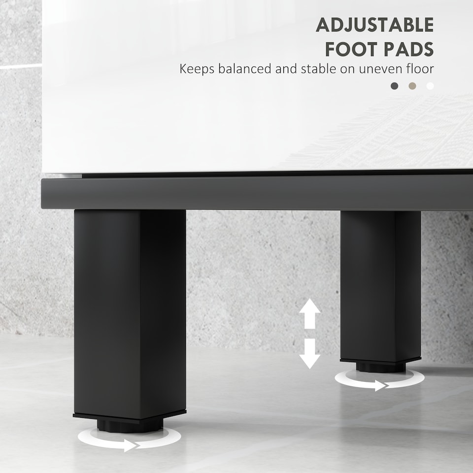 image 1 of HOMCOM Under Sink Bathroom Cabinet, Modern Under Sink Cabinet with Adjustable Shelf for Basin with or without Pedestal, 60 x 34 x 70cm, High Gloss White | White | High gloss