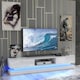 image 2 of TV Unit TV Stand Media Cabinet Sideboard Grey High Gloss Doors LED 180cm