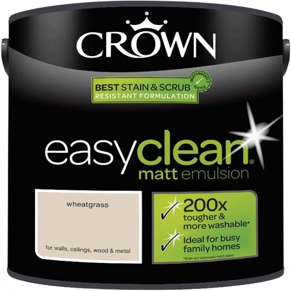 image 1 of Crown Easyclean Matt Emulsion 2.5L Wheatgrass