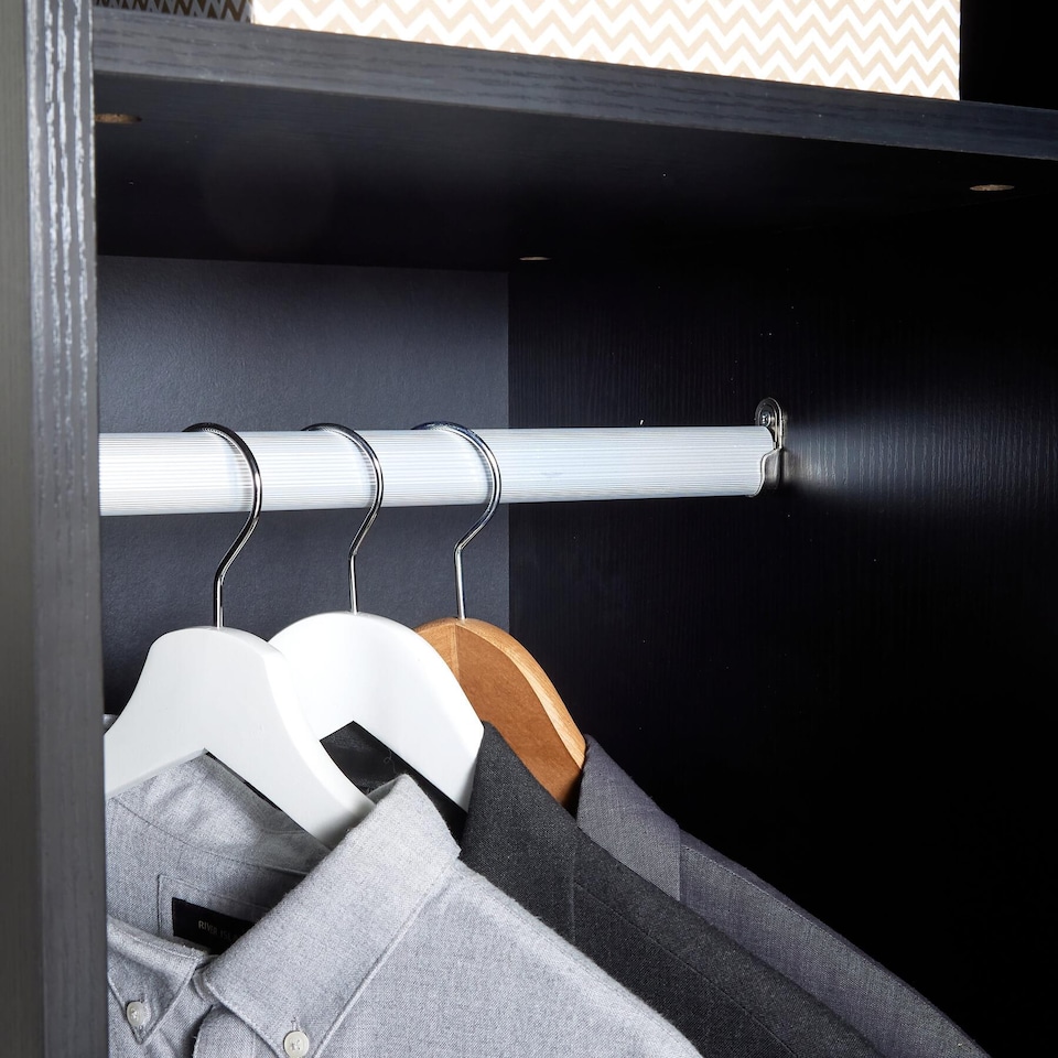 image 1 of Phoenix Wardrobe 1 Door Space Saving Bedroom Home Furniture Clothing Storage Unit | Black