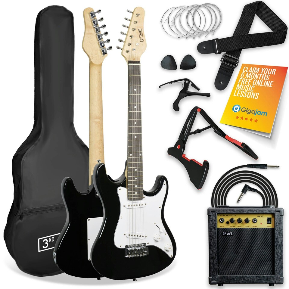 image 1 of 3rd Avenue 3/4 Size Electric Guitar Pack with Amp Black