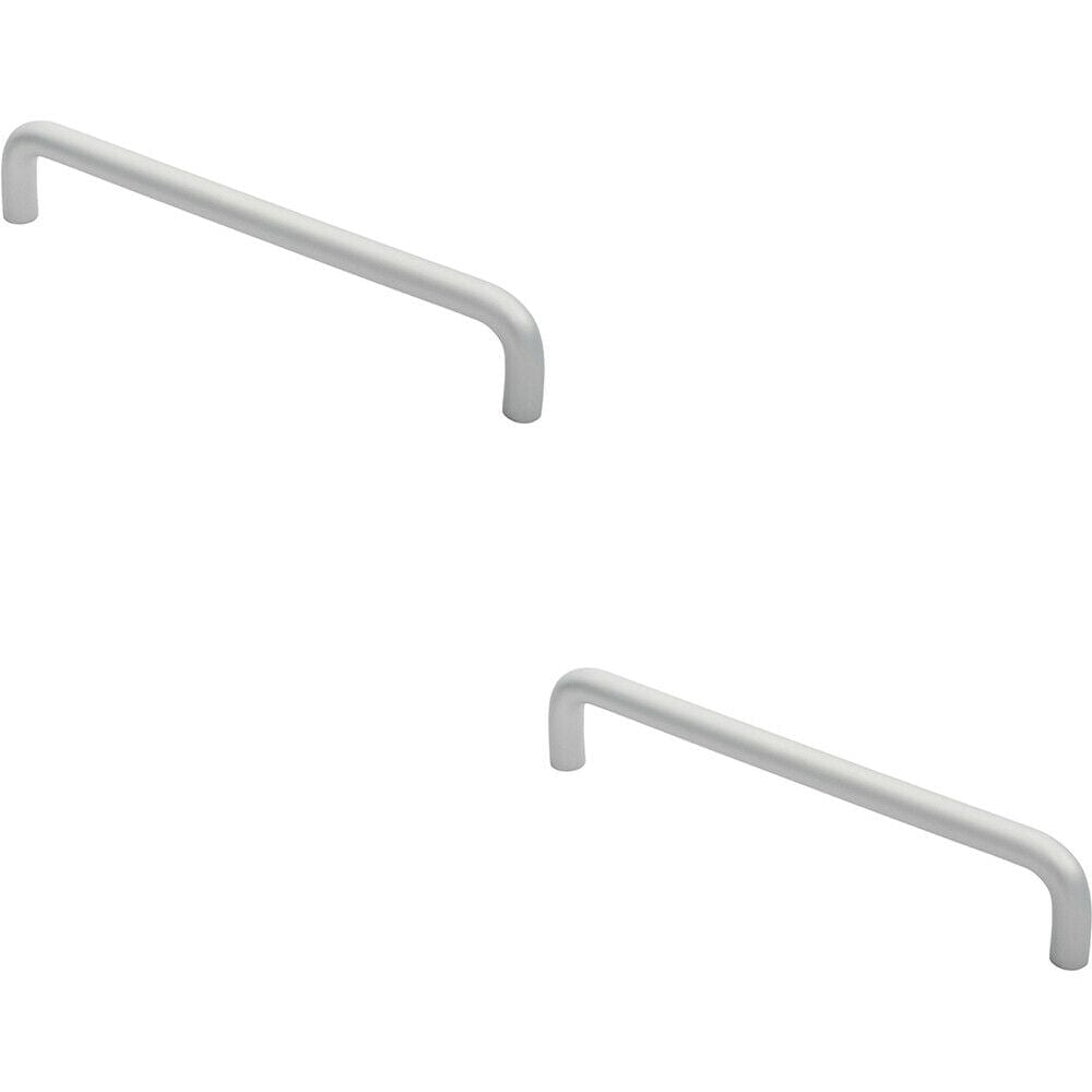 Loops 2x Rounded D Shaped Bar Handle 300 x 19mm Diameter Satin Anodised Aluminium