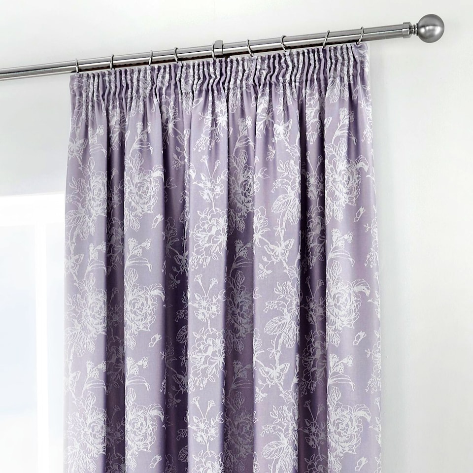 image 1 of D & D Jasmine Pencil Pleat Curtains Lavender