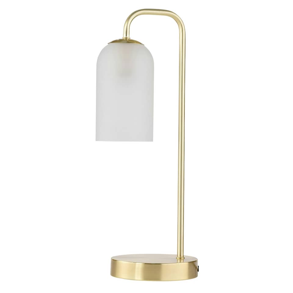 image 1 of Victoria - Satin Brass Touch Lamp with Frosted Glass Shade Bronze | White
