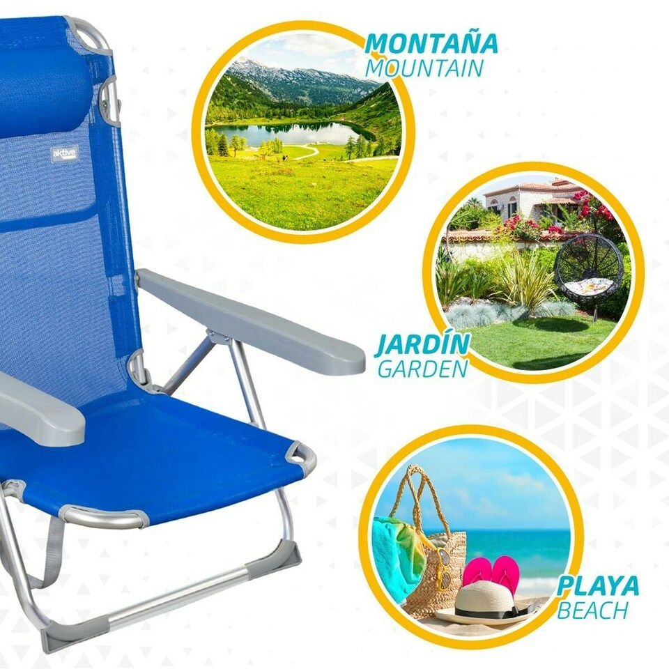 image 1 of Beach Chair Aktive Foldable Blue 48 x 90 x 60 cm (2 Units) N/A