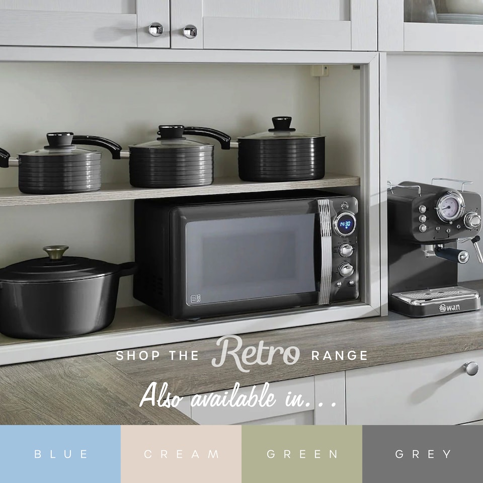 image 1 of Retro 20L 800W Dig Microwave Black LED