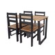image 1 of Texas Rectangular Dining Table with Metal Legs and 4 Linea Ladder Back Chairs - Antique Waxed Pine/Black - Flat Packed Brown