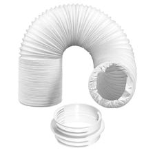 SPARES2GO Air Con Vent Hose 6 Metre 5" 5.9" Duct Pipe Extension Threaded Coupler Connector Ring Kit White