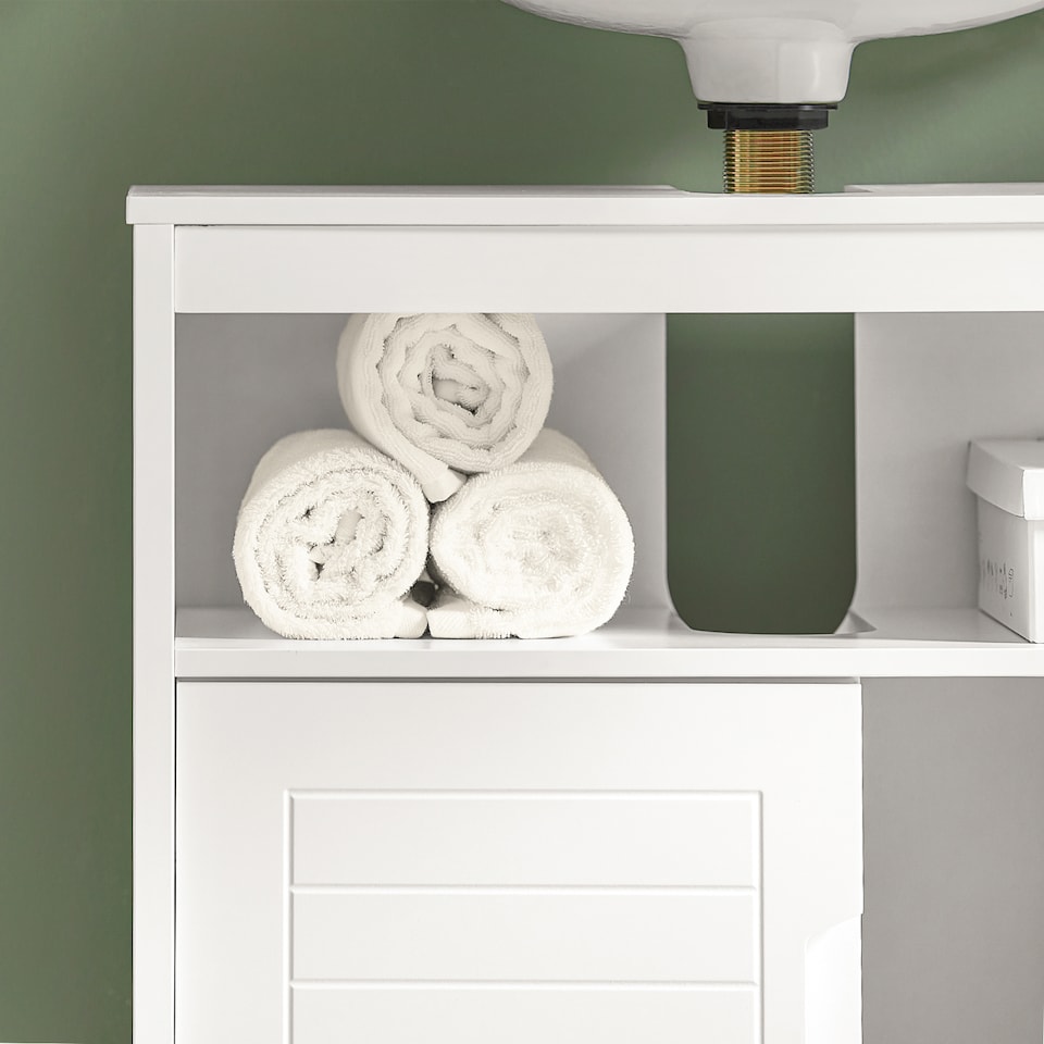 image 1 of SoBuy FRG128-W,Under Sink Bathroom Cabinet with Double Sliding Doors