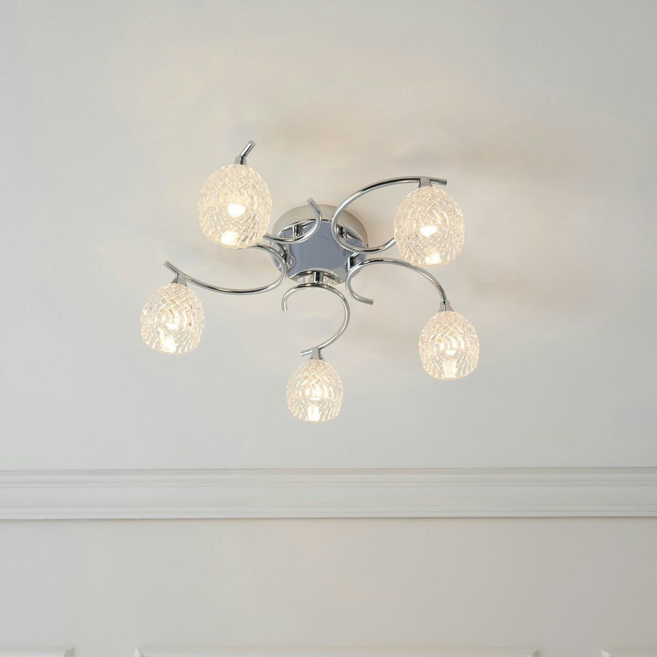 image 1 of Boyer 5 Light Semi Flush Multi Arm Ceiling Light Chrome, G9