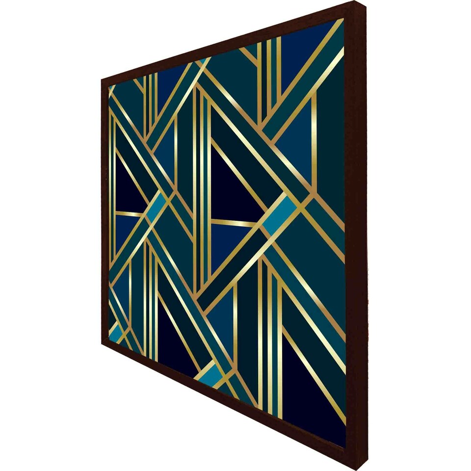 image 1 of Gold & teal geometric pattern (Picutre Frame) White | XL