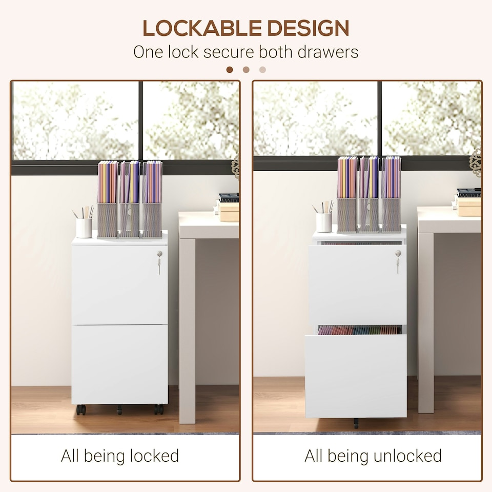 image 1 of Vinsetto Steel File Cabinet with Hanging Bar for Letter A4 Legal Size White