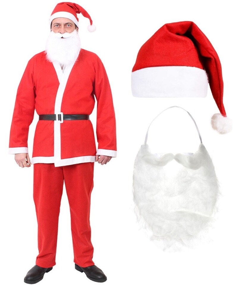 image 1 of 5 Piece Budget Santa Costume | Red | 3XL