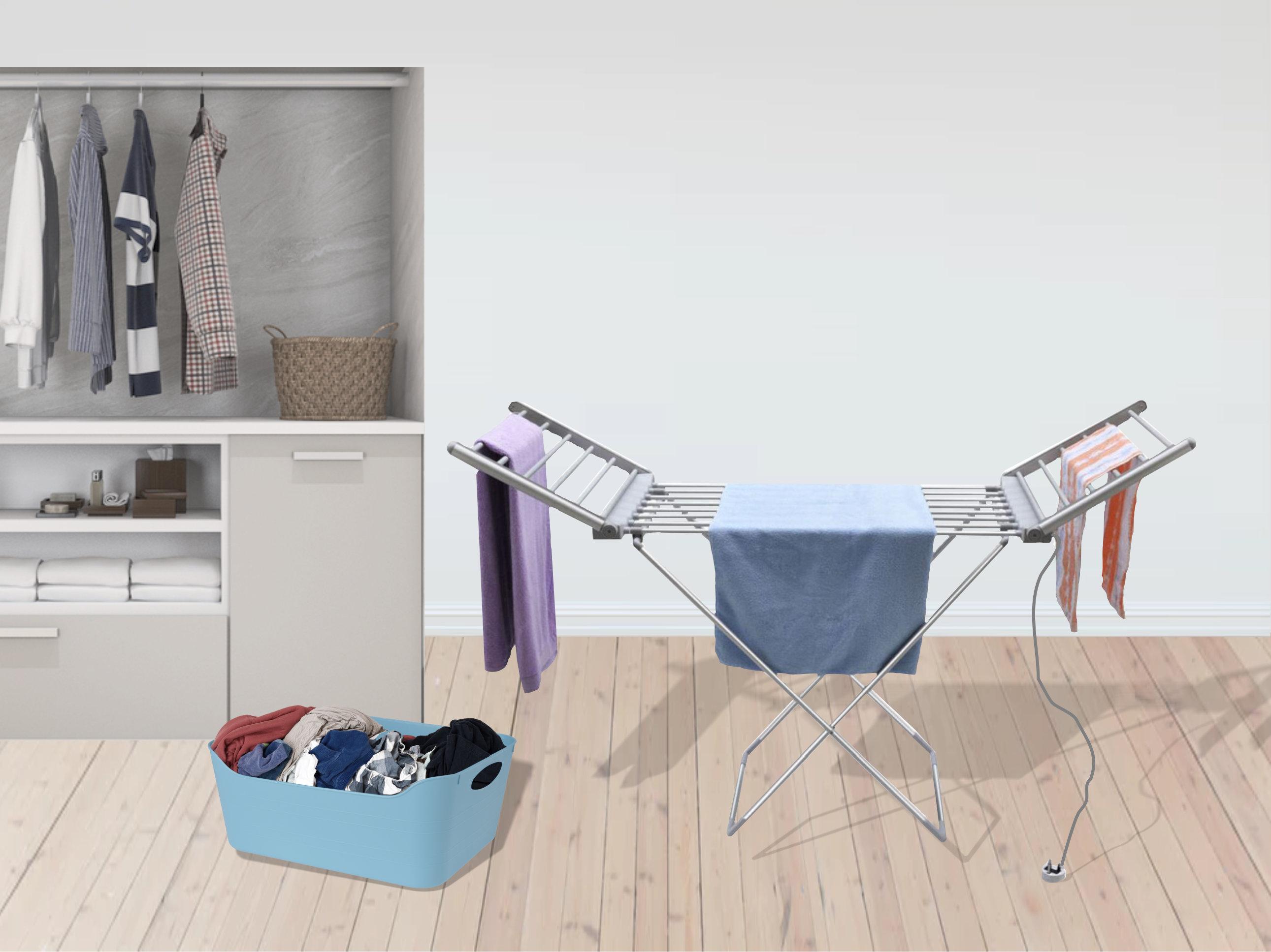 Freestanding Compact Foldable Heated Electric Clothes Airer With Fold Out Wings