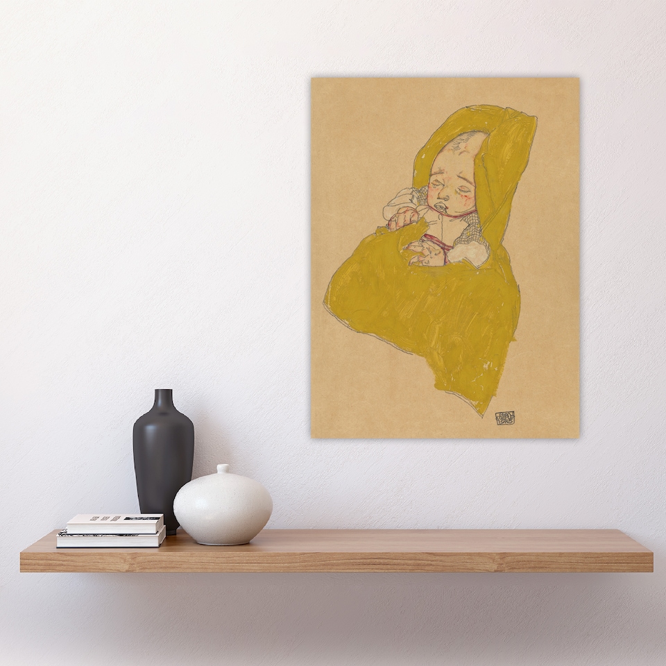image 1 of Infant Portrait in a Changing Pad Schiele Huge Wall Art Print 18X24 In