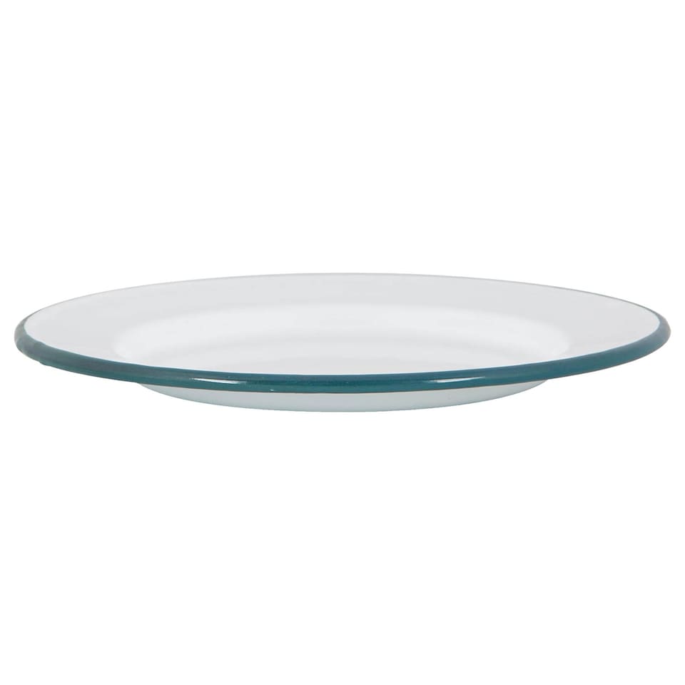 image 1 of Argon Tableware White Enamel Dinner Plates - 25.5cm - Green - Pack of 6 | Green | Green