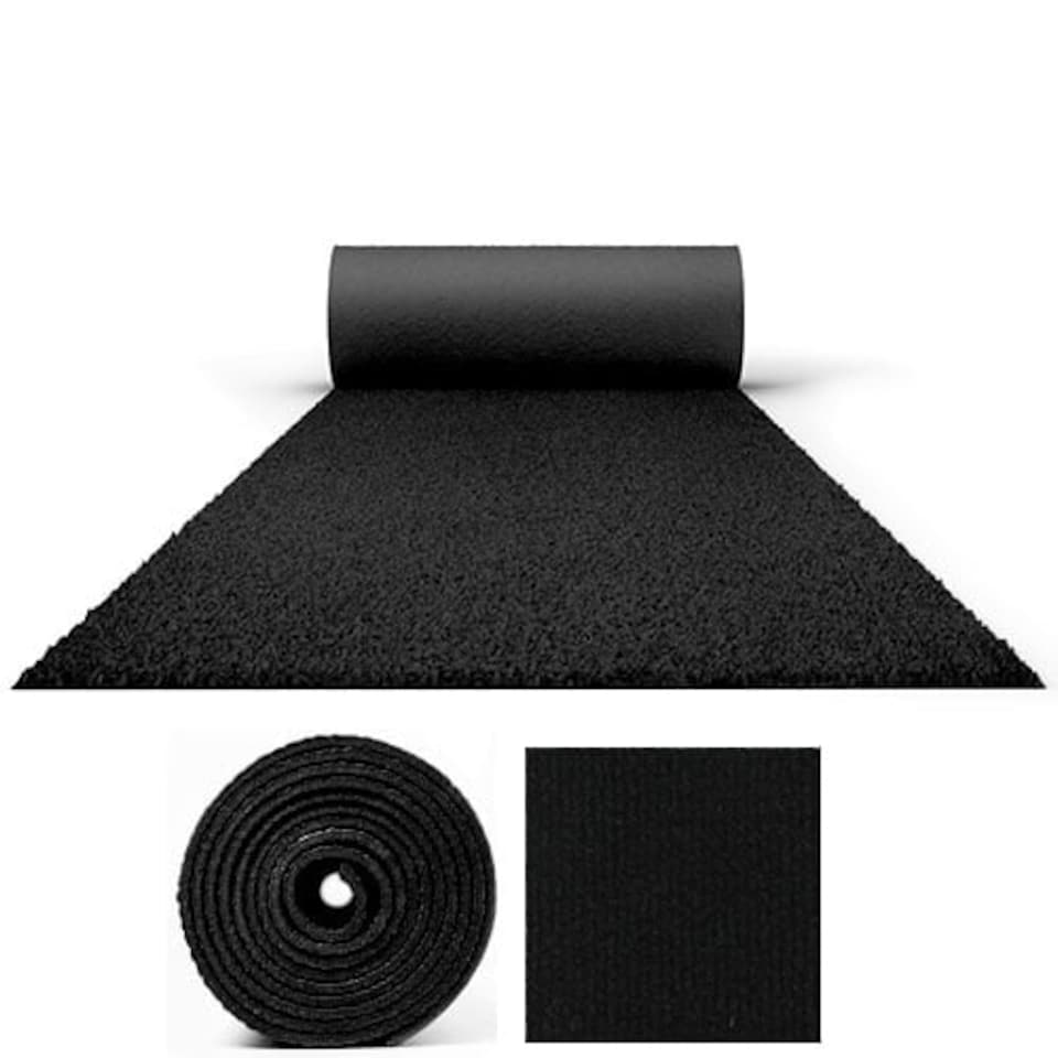 10 Metres Exhibition Quality Ribbed Heavy Duty Black Carpet Runner 2 Metres Wide