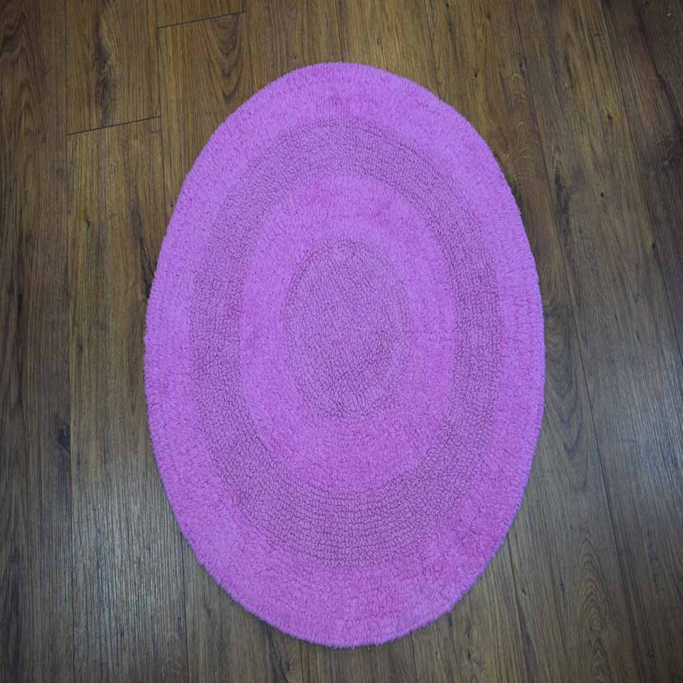 Plain Round Cotton Bath Mat | Pink | 1