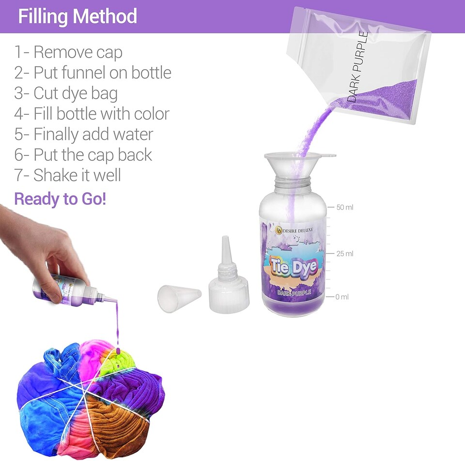 image 1 of Desire Deluxe Tie Dye Kit – Set of 18 Colours Ink Tie-Dye Kits for Dyeing Fabric, Clothes – Creative Art Craft Games Activity for Kids & Adults (180pc)