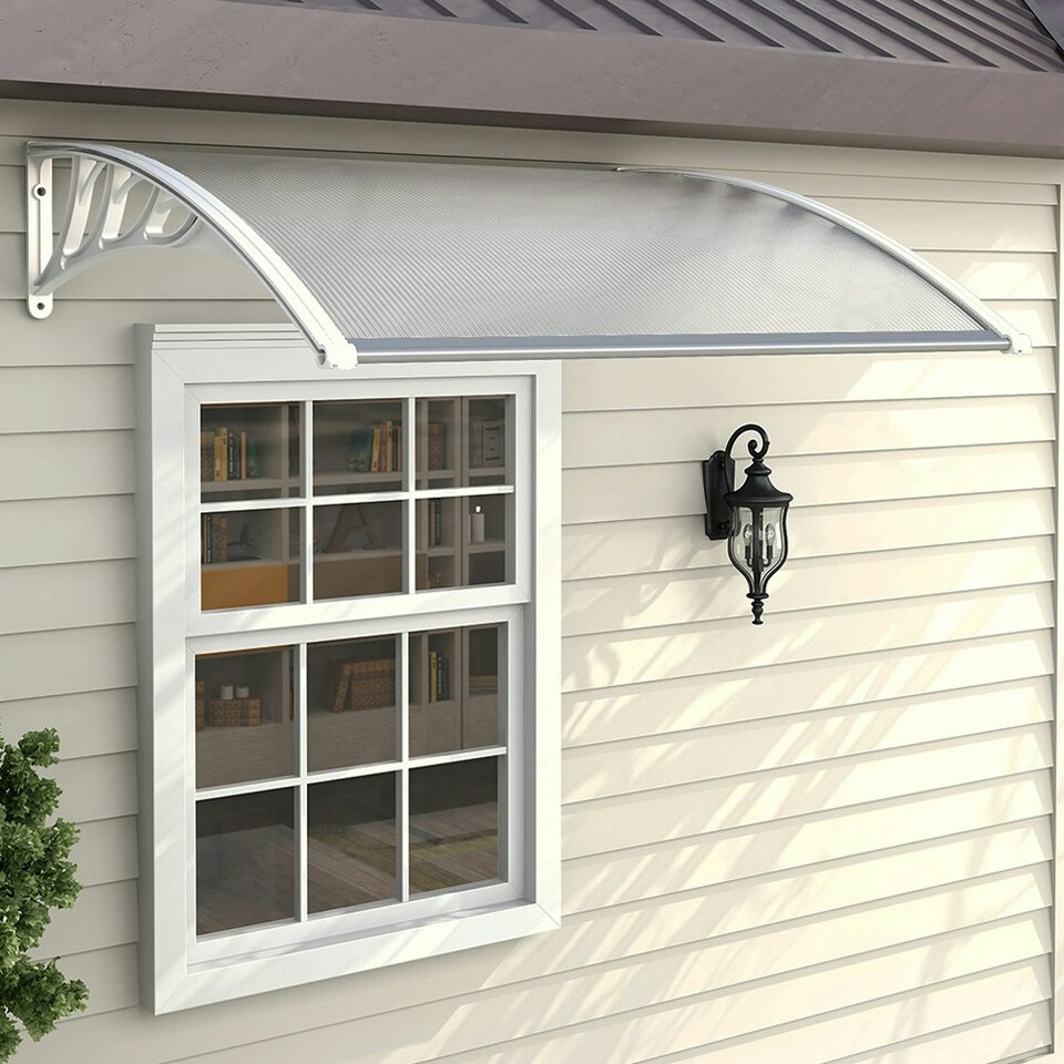 image 1 of Living and Home Window Door Awning Canopy with Brackets 120cm - White