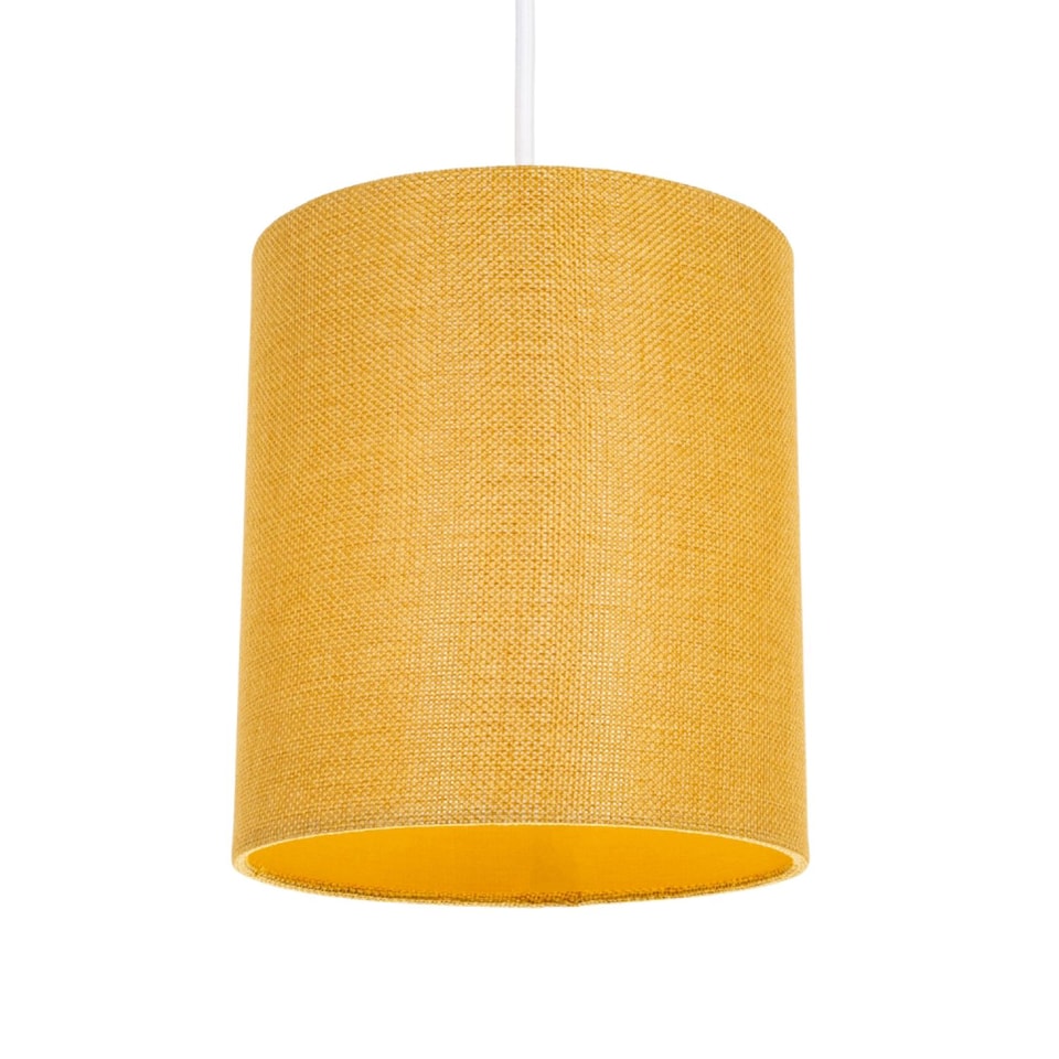 image 1 of Contemporary and Sleek Ochre Linen Fabric 6 inch Cylindrical Lamp Shade 60w Maximum