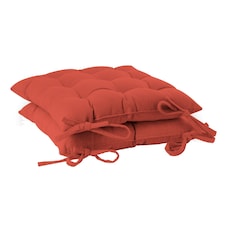 Harbour Housewares Square Garden Chair Seat Cushions - Paprika - Pack of 2 | Red | Paprika