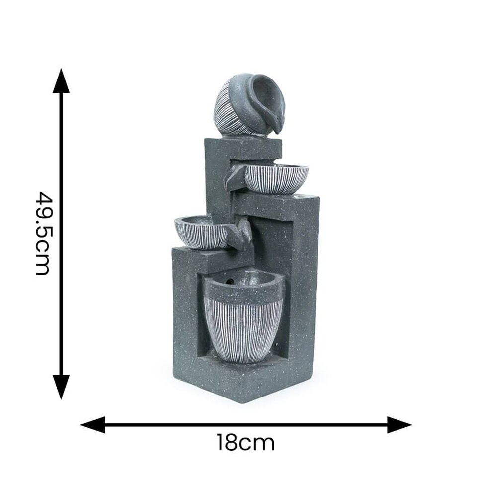 image 1 of ValueLights Solar Powered Stacking Pots Water Feature Outdoor Fountain | Multi
