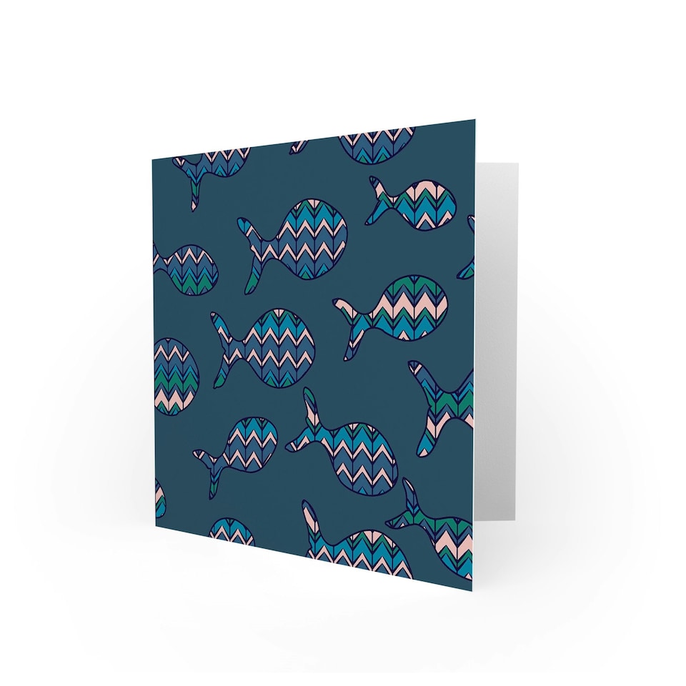 image 1 of Zig Zag Fish Pink Pattern Art Blank Just to Say Card