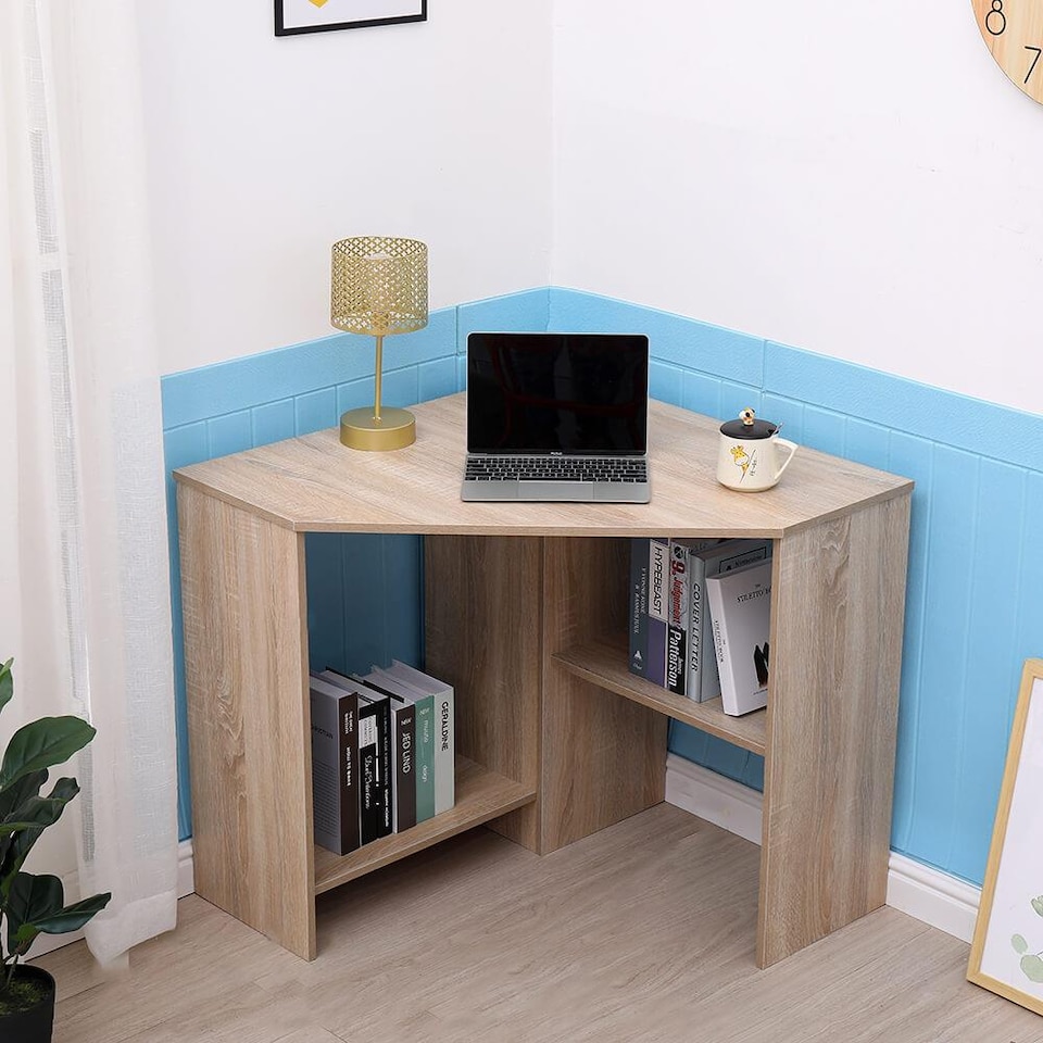 image 1 of Computer Desk PC Laptop Table Corner Home Office Study Gaming | Brown