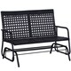 image 2 of Outsunny 2 Seater PE Rattan Glider Bench, Outdoor Loveseat Chair with Steel Frame, Porch Rocking Glider for 2 Person with Armchair, High Back, Black