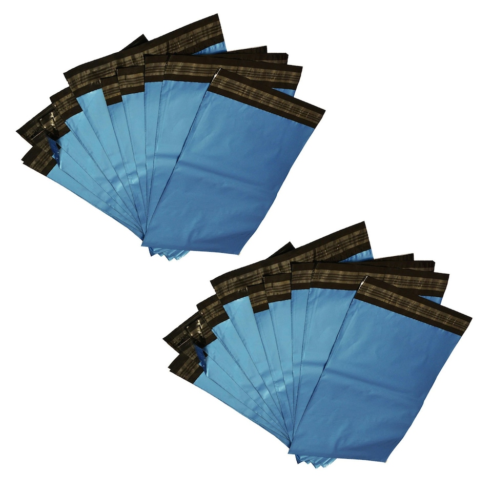 image 1 of 100 x 13x19" (330x483mm) Metallic Blue Polythene Waterproof Self Sealing Postal Mailing Bags Blue | One Size