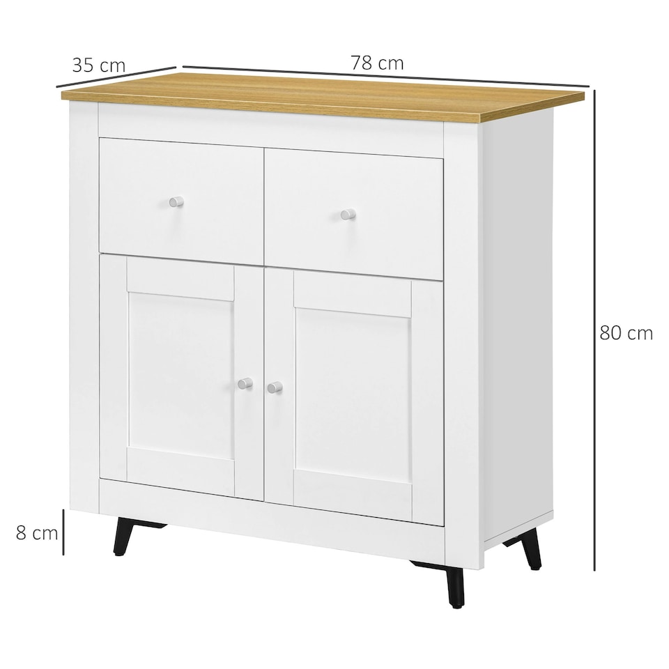 image 1 of HOMCOM Sideboard Storage Cabinet Freestanding Kitchen Cupboard with Drawers