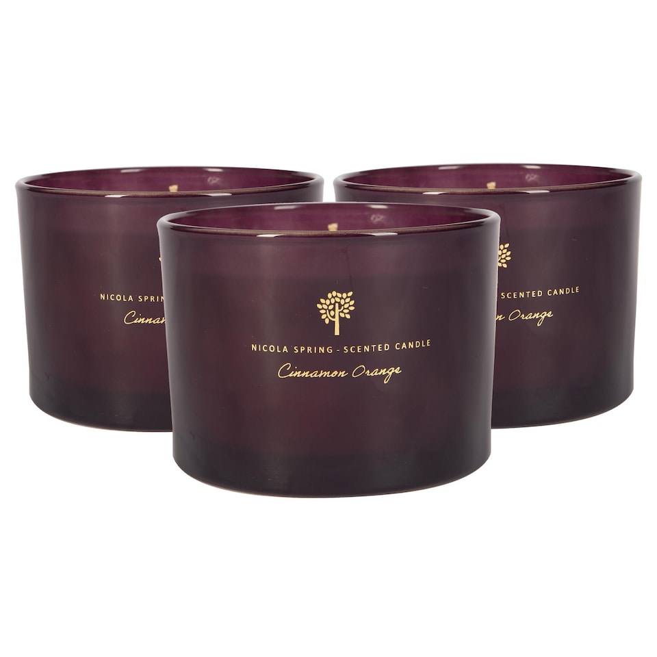 image 1 of Nicola Spring Soy Wax Scented Candles - 350g - Cinnamon & Orange - Pack of 3 | Purple | Purple