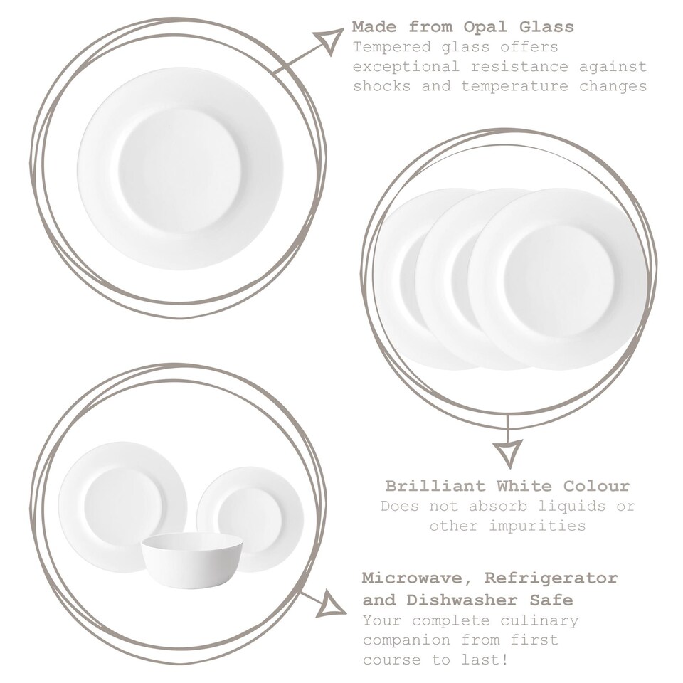 image 1 of Bormioli Rocco Toledo Glass Dessert Plates - 20cm - White - Pack of 6 | White | White