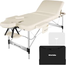 Massage Table Ko Tao - 3 zones, 78cm wide, aluminium frame, folding, carry bag | Cream | beige | 1