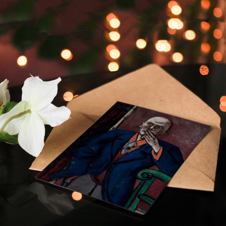 image 1 of Max Beckmann Art Card 1950 Self Portrait With Cigarette